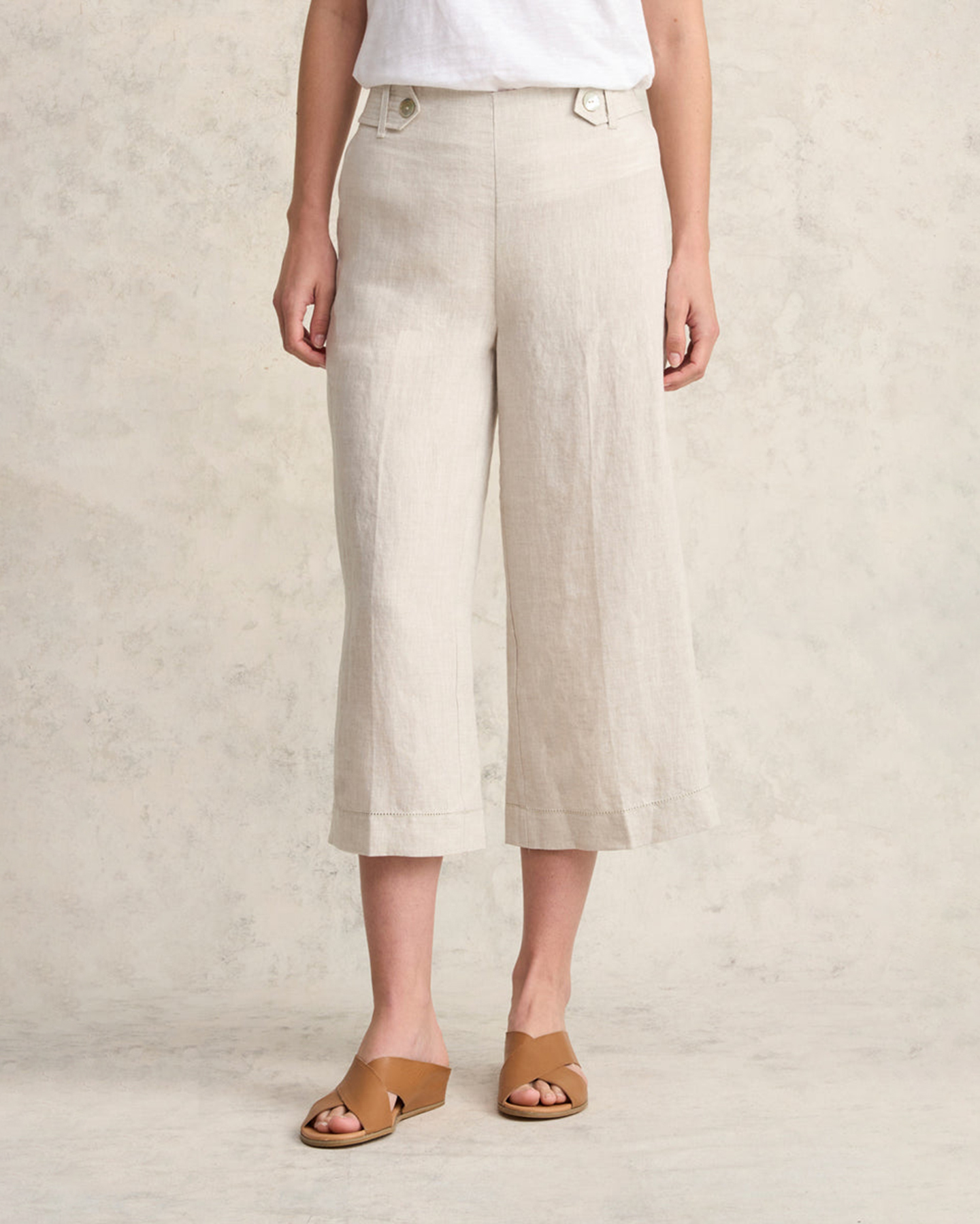 Mid Waist Linen Pants