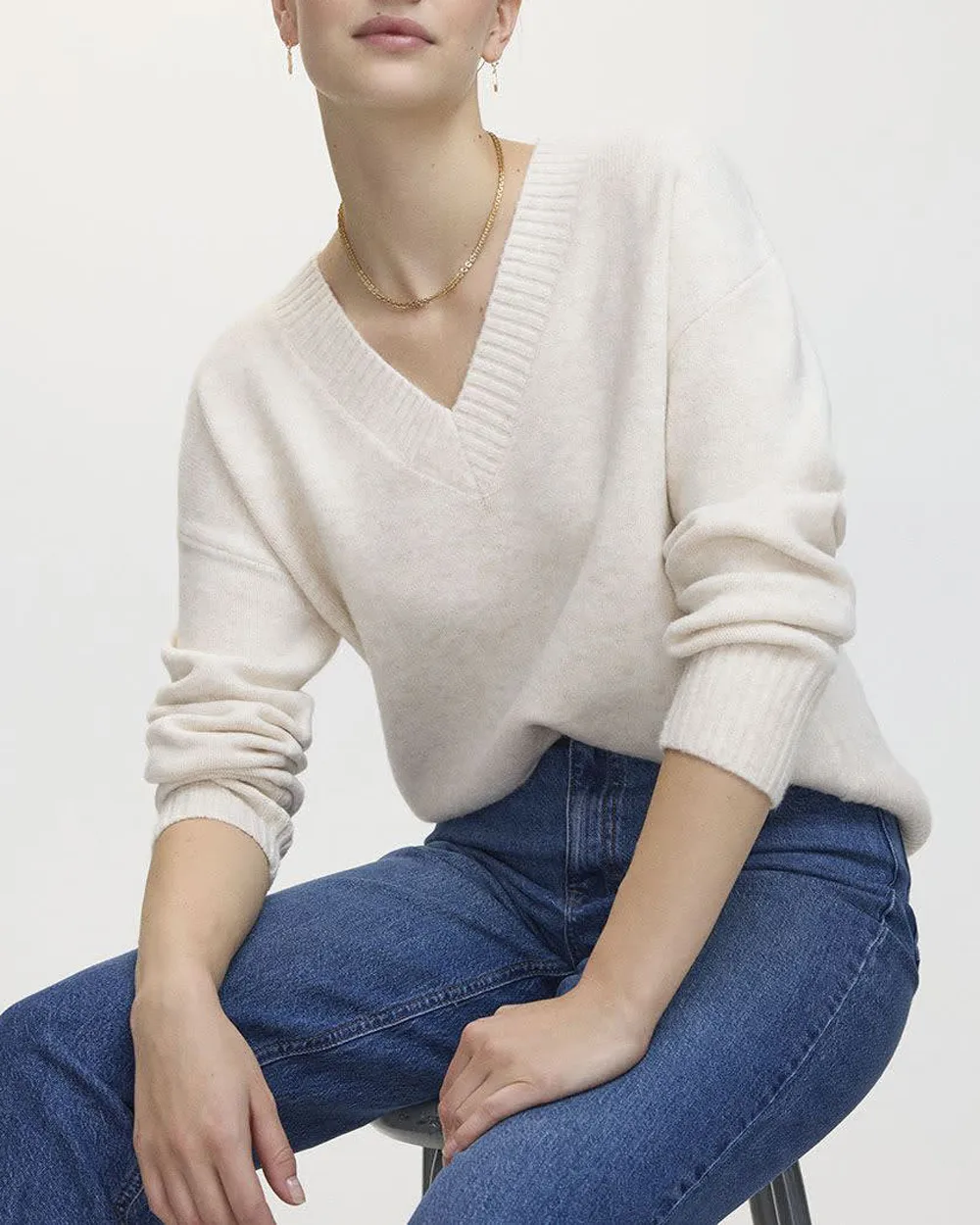 Plush Soft Long-Sleeve V-Neck Sweater