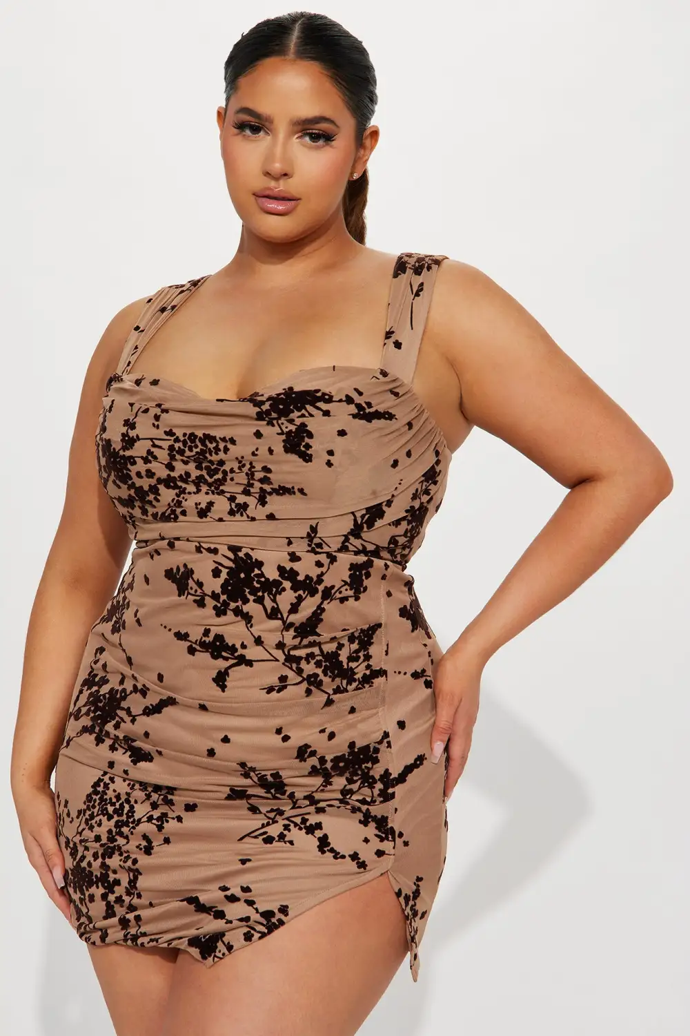 Blossom Sleeveless Mini Dress - Mocha