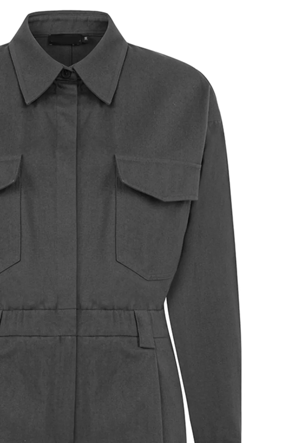 Lapel Jumpsuit-Grey