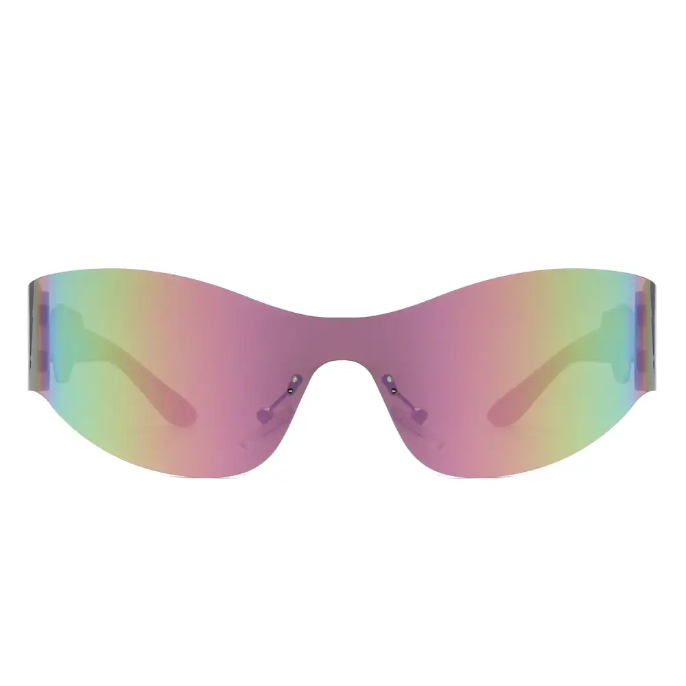 Futuristic Mirrored Cyberpunk Sport Reflective Shield Sunglasses
