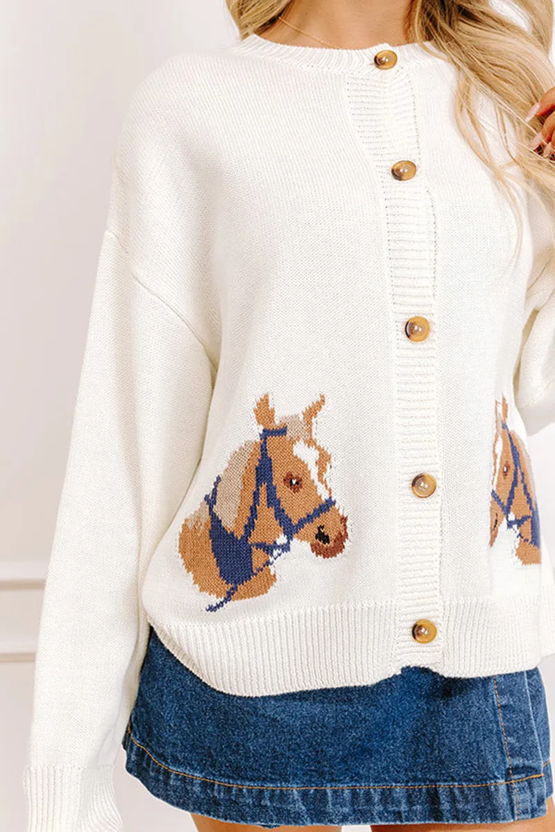 Loose Cute Animal Ying Ladies Knitted Cardigan