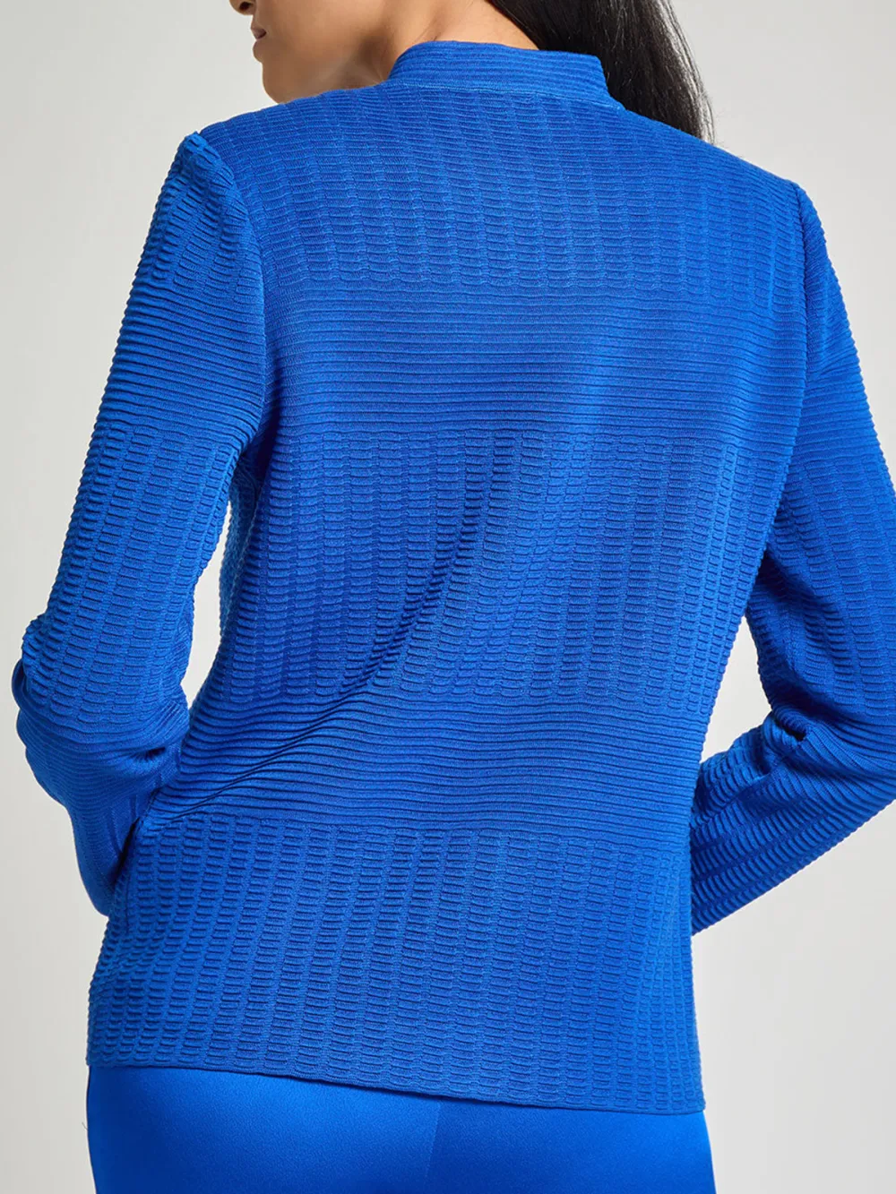 Long Sleeved Stand Up Collar Knitted Jacket