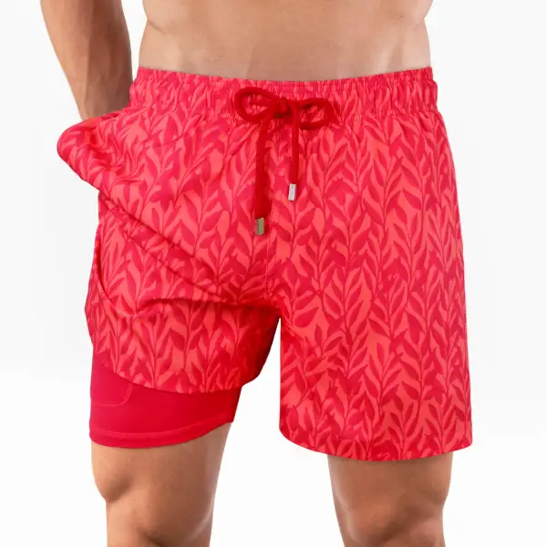 Red Mid-Length Hybrid Short