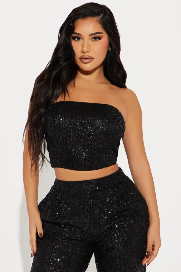 Stella Sequin Pant Set - Black