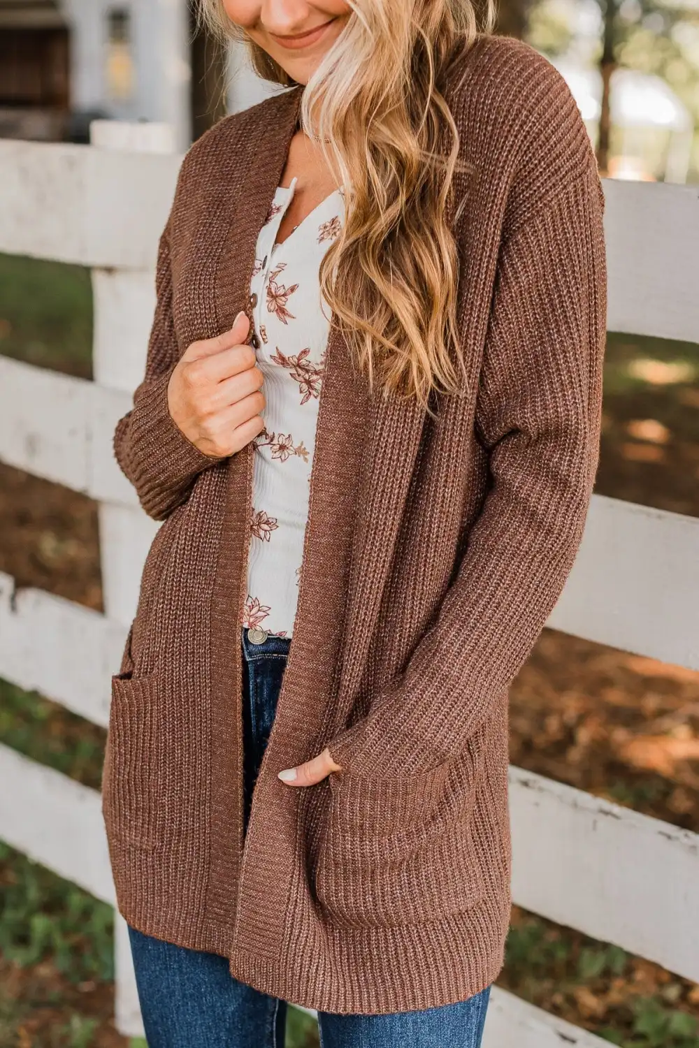 Take Me Places Knit Cardigan- Brown