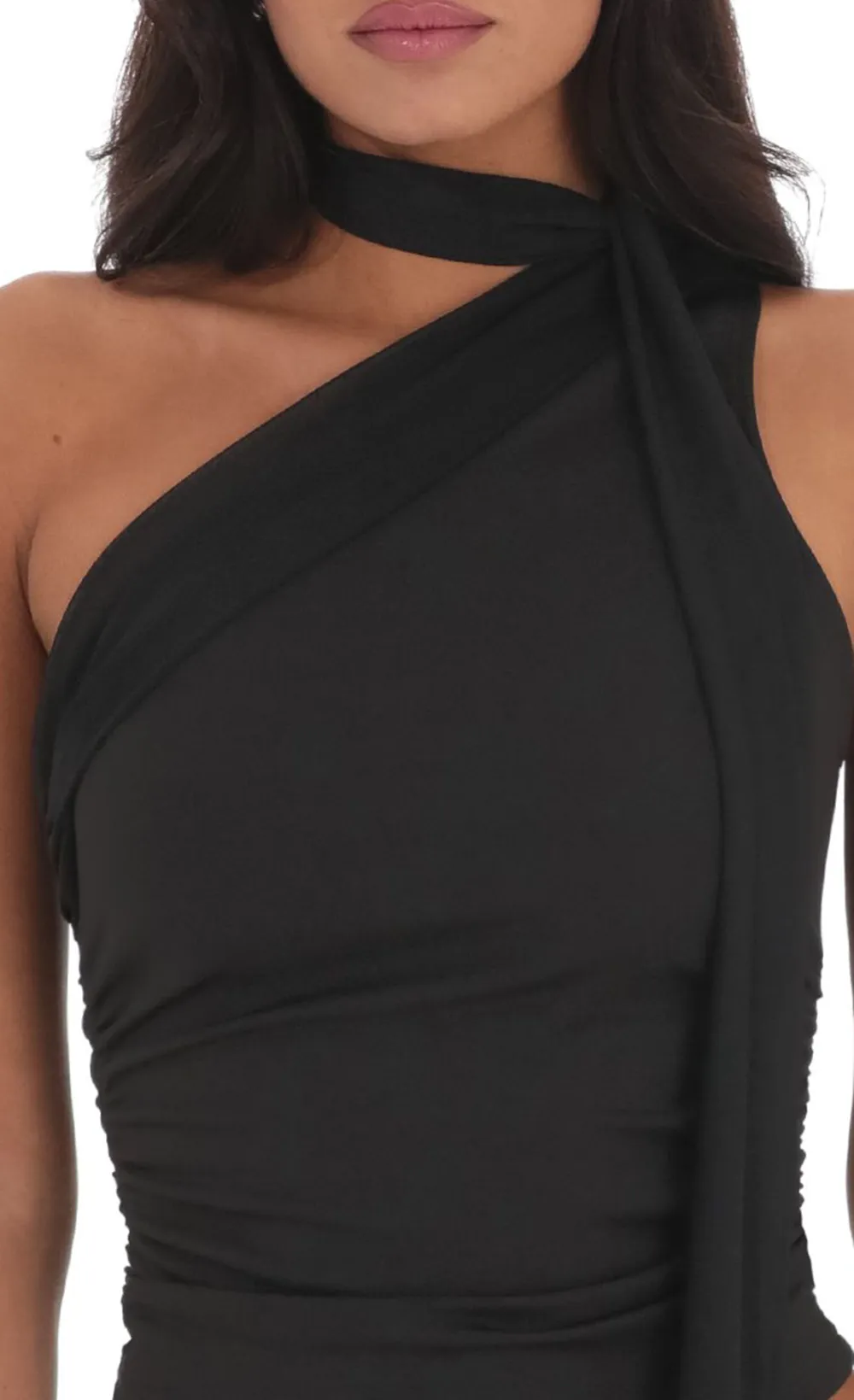 Scarf Halter Top in Black