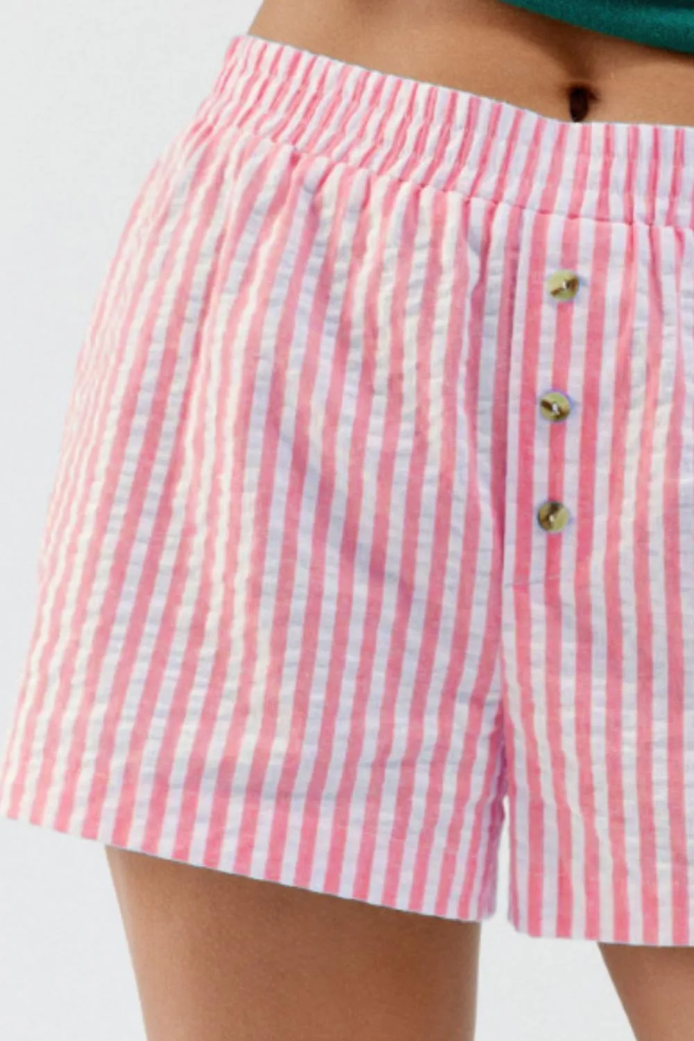 Easygoing Striped Elastic Waist Shorts