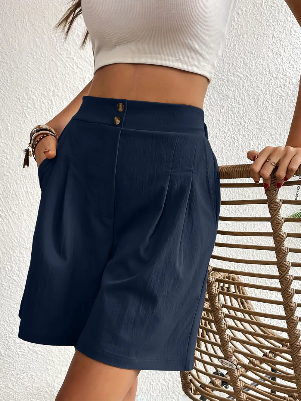 Utility Elastic Waist Pocket Detail Shorts