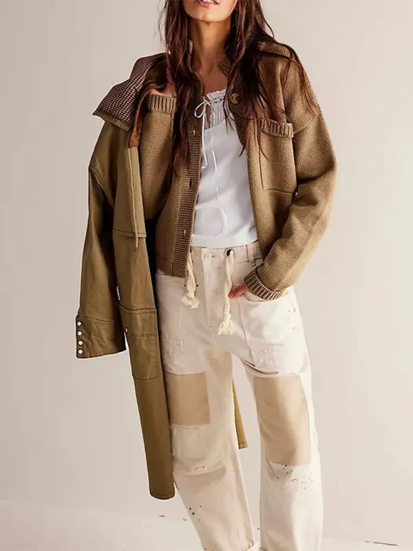 Knit Upright Collar Cardigan