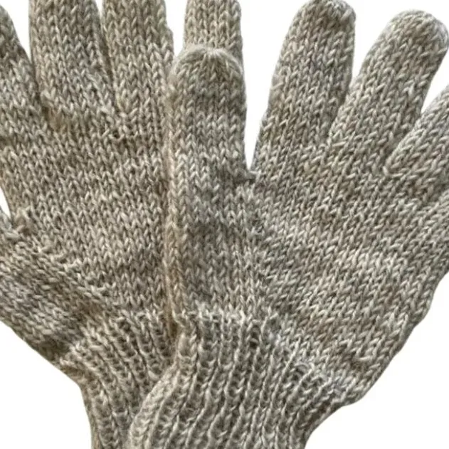 Plain Hand Knitted Wool Gloves