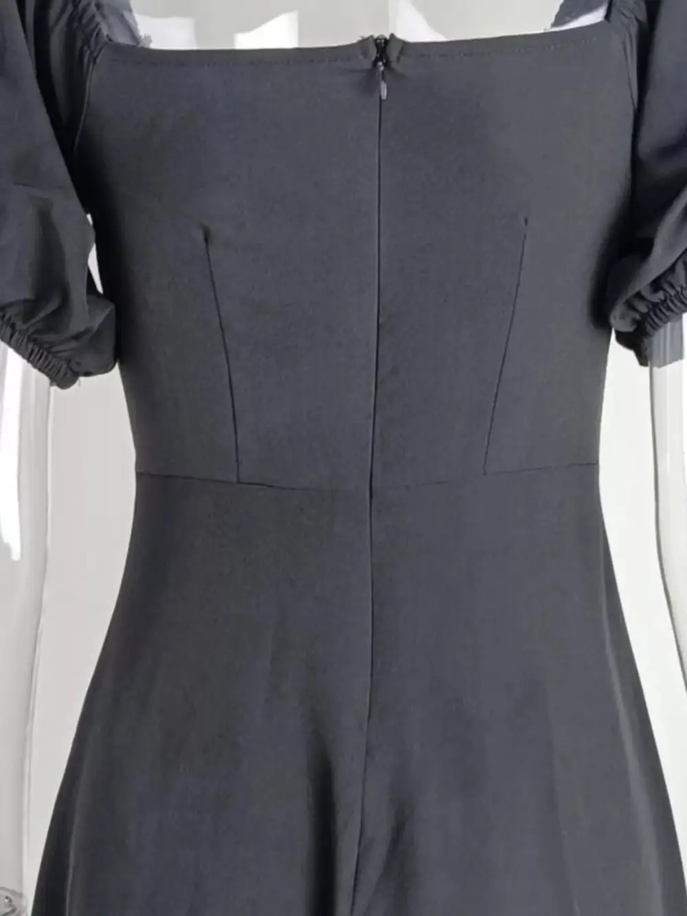 Slit Puff Sleeve Midi Dress