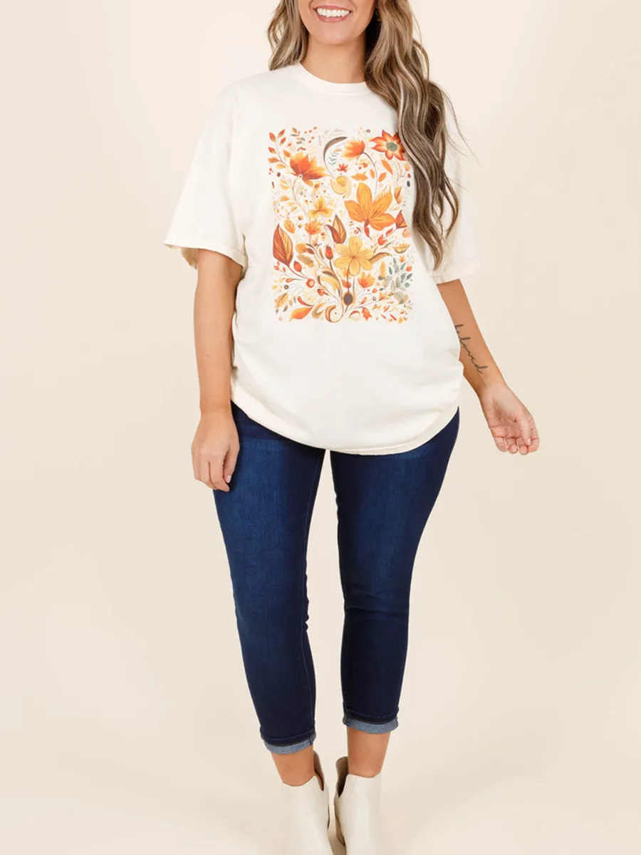 Flower and Plant Pattern T-shirt