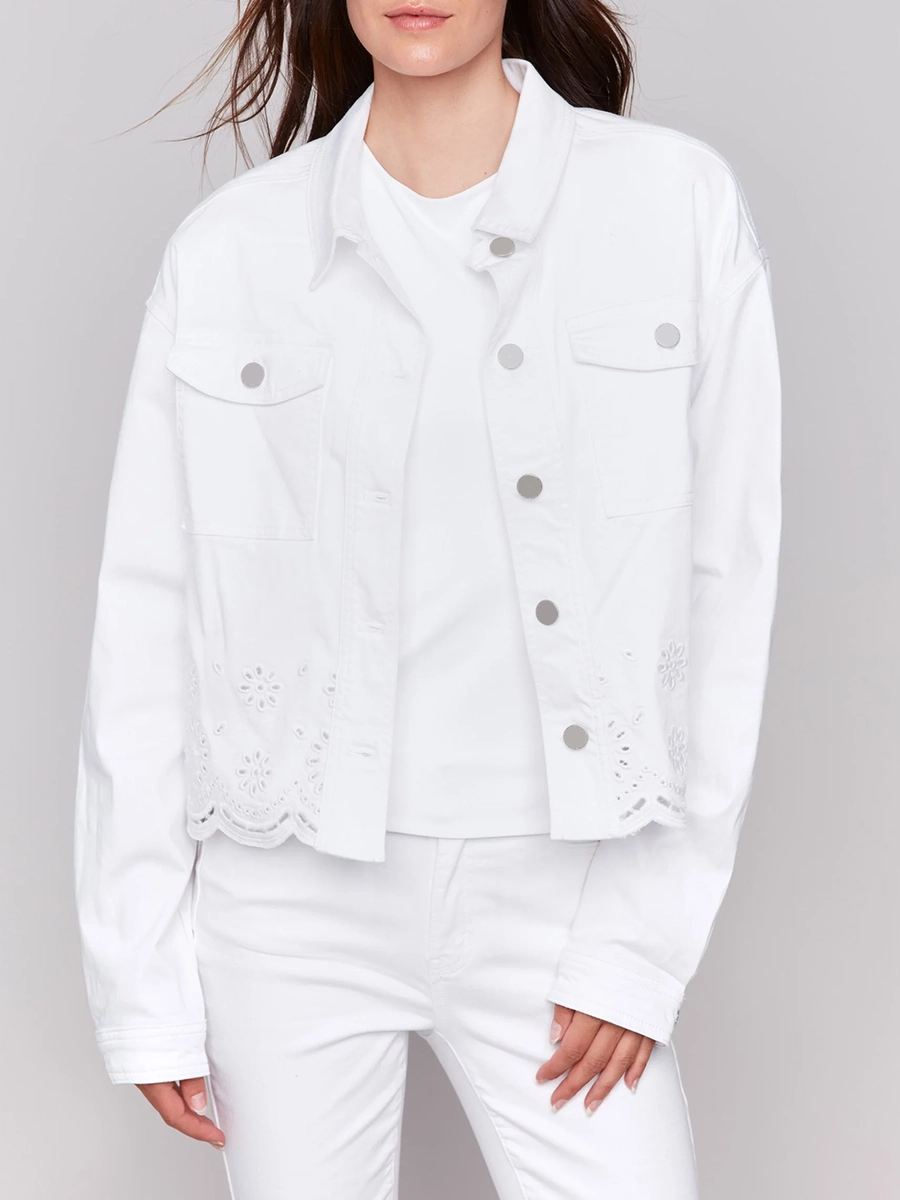 Pure Cotton Art Hollow Women's White Coat