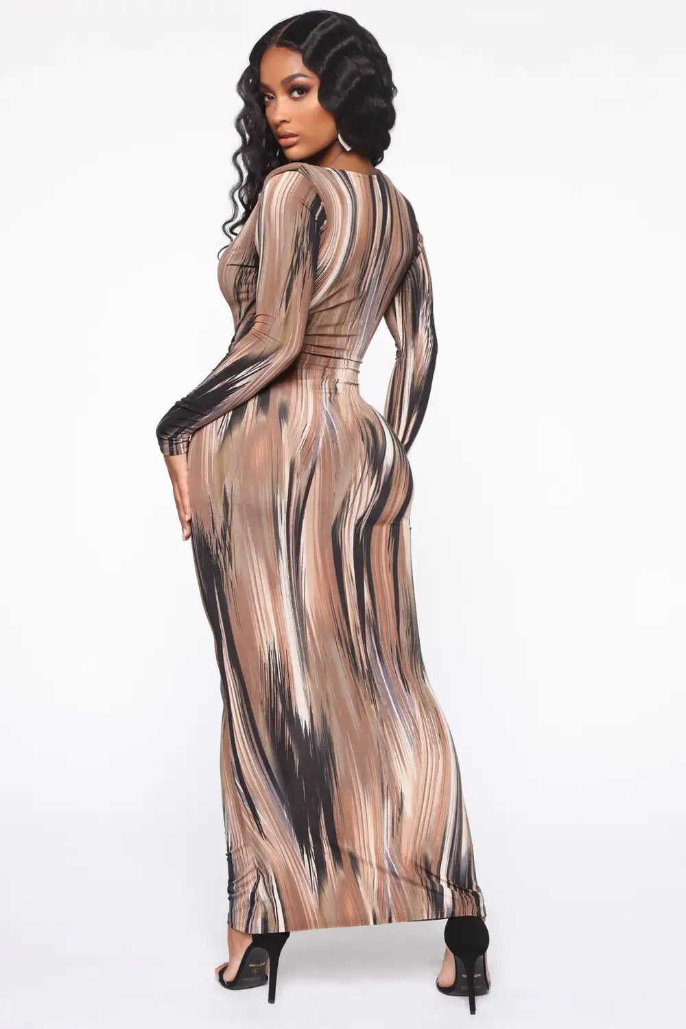 Mind Of My Own Maxi Dress - Brown/combo