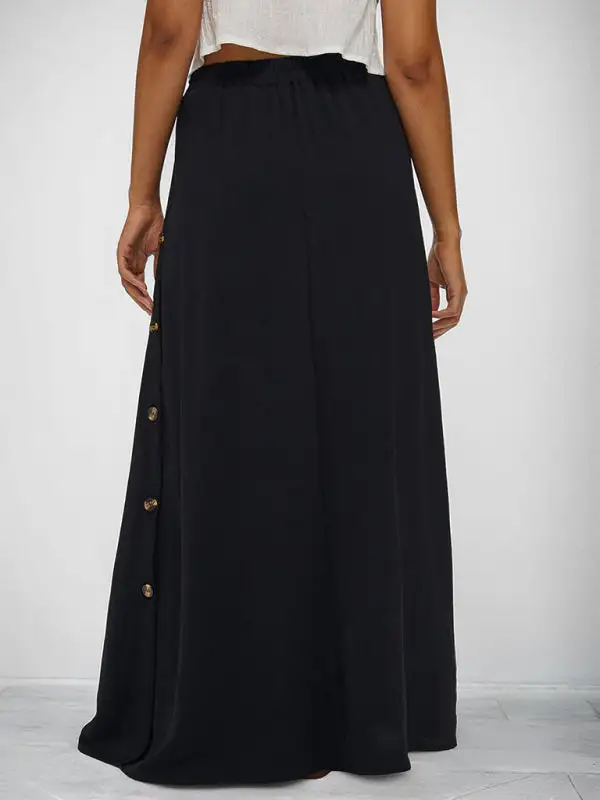 Smooth Button Front Pocket Detail Silhouette Skirt