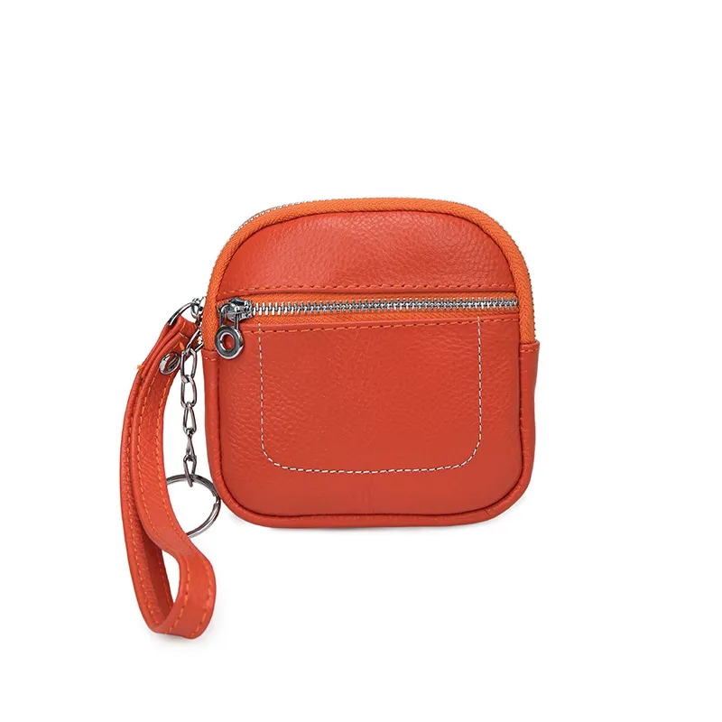 Square Mini Leather Card Wallet & Purse, Zipper Lock Design, Fashion Casual Style Coin Pouch, Perfect Unisex Gift for All Seasons, Stylish Wallet, Coin Bag, Change Purse