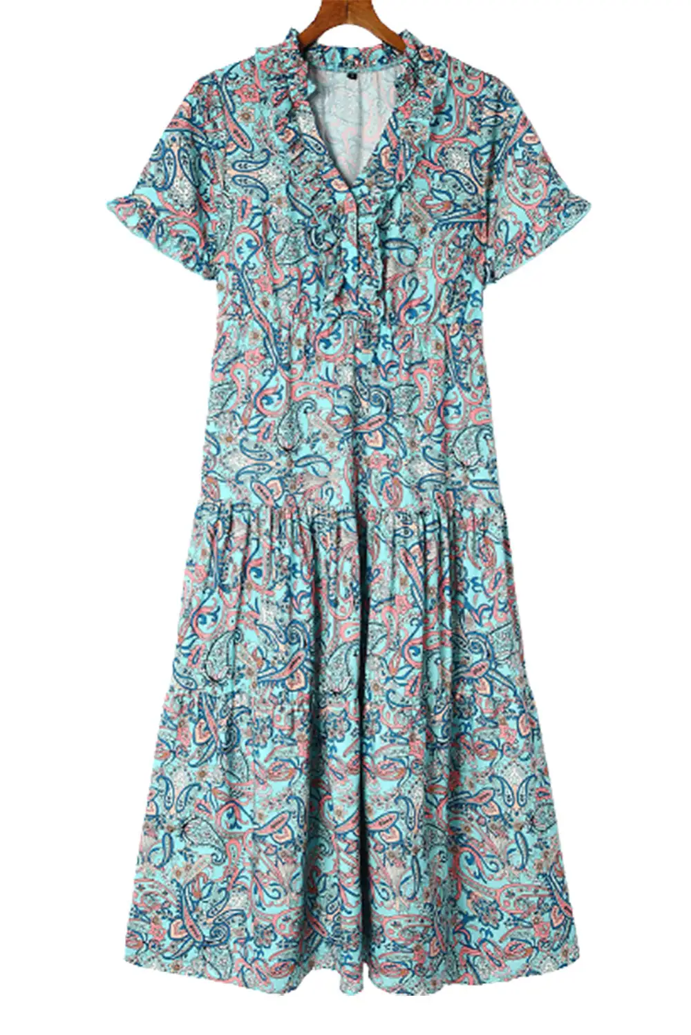 V-Neck Holiday Ruffle Tiered Maxi Dress