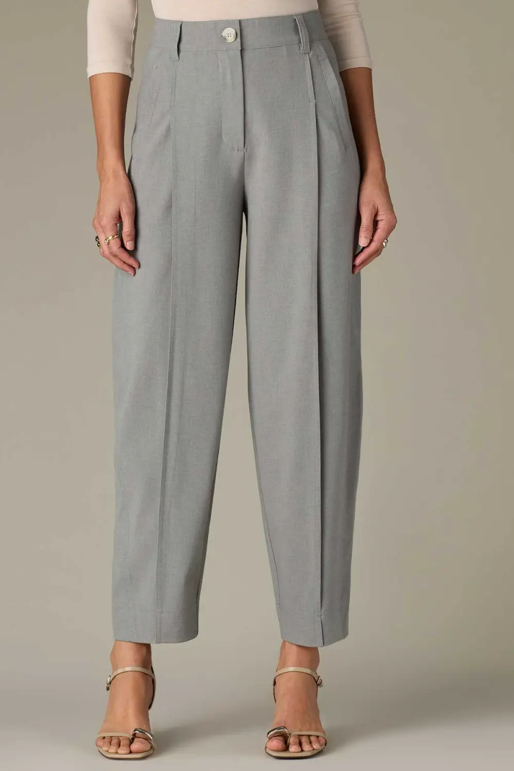 Petite Pleated Barrel Leg Trousers