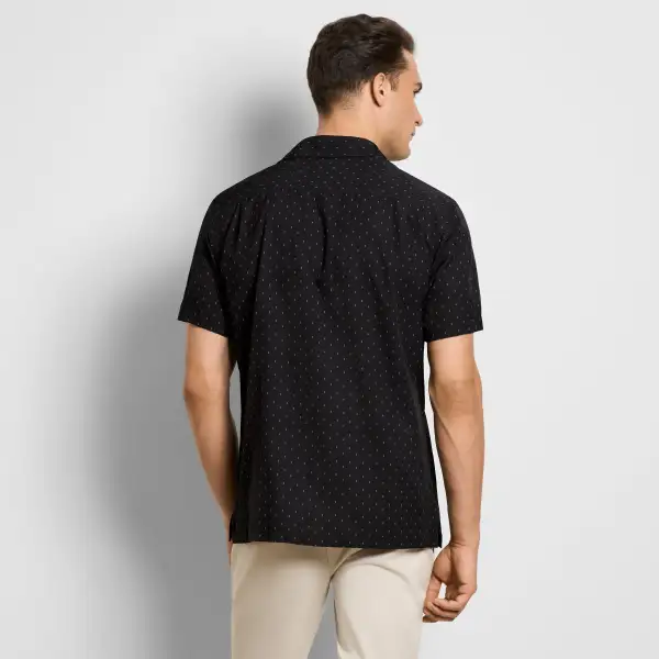 Dot Print Short Sleeve Camp Shirt