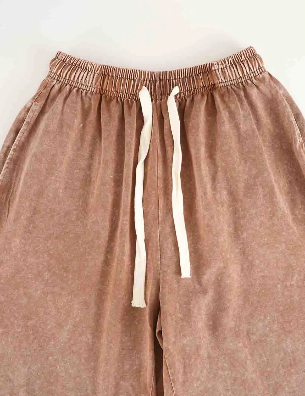 Vintage Washed Elastic Wide Leg Shorts