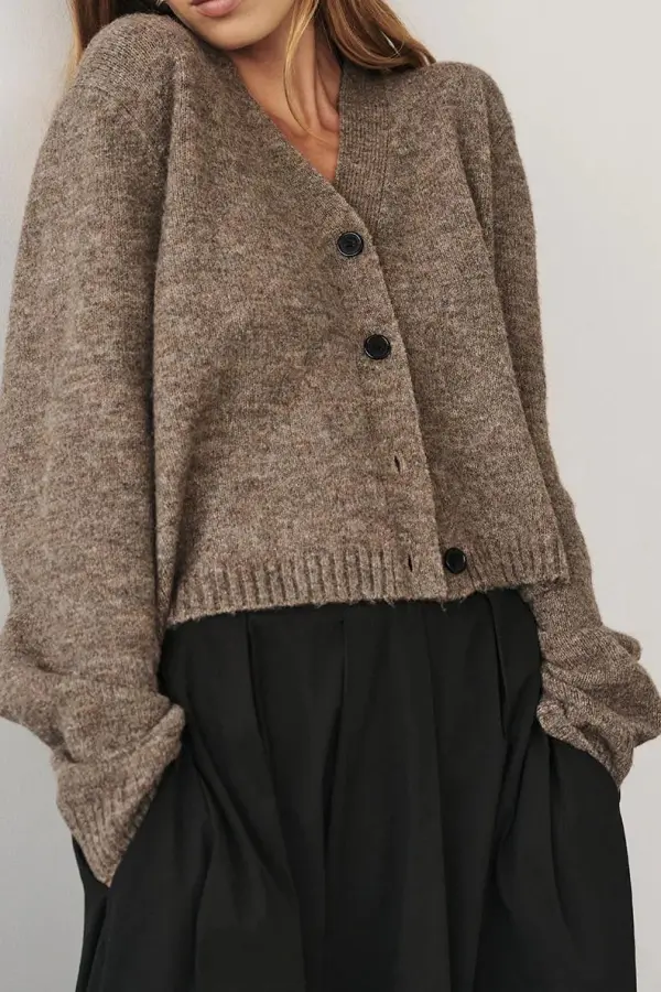 CHOC MARLE KNIT CARDIGAN