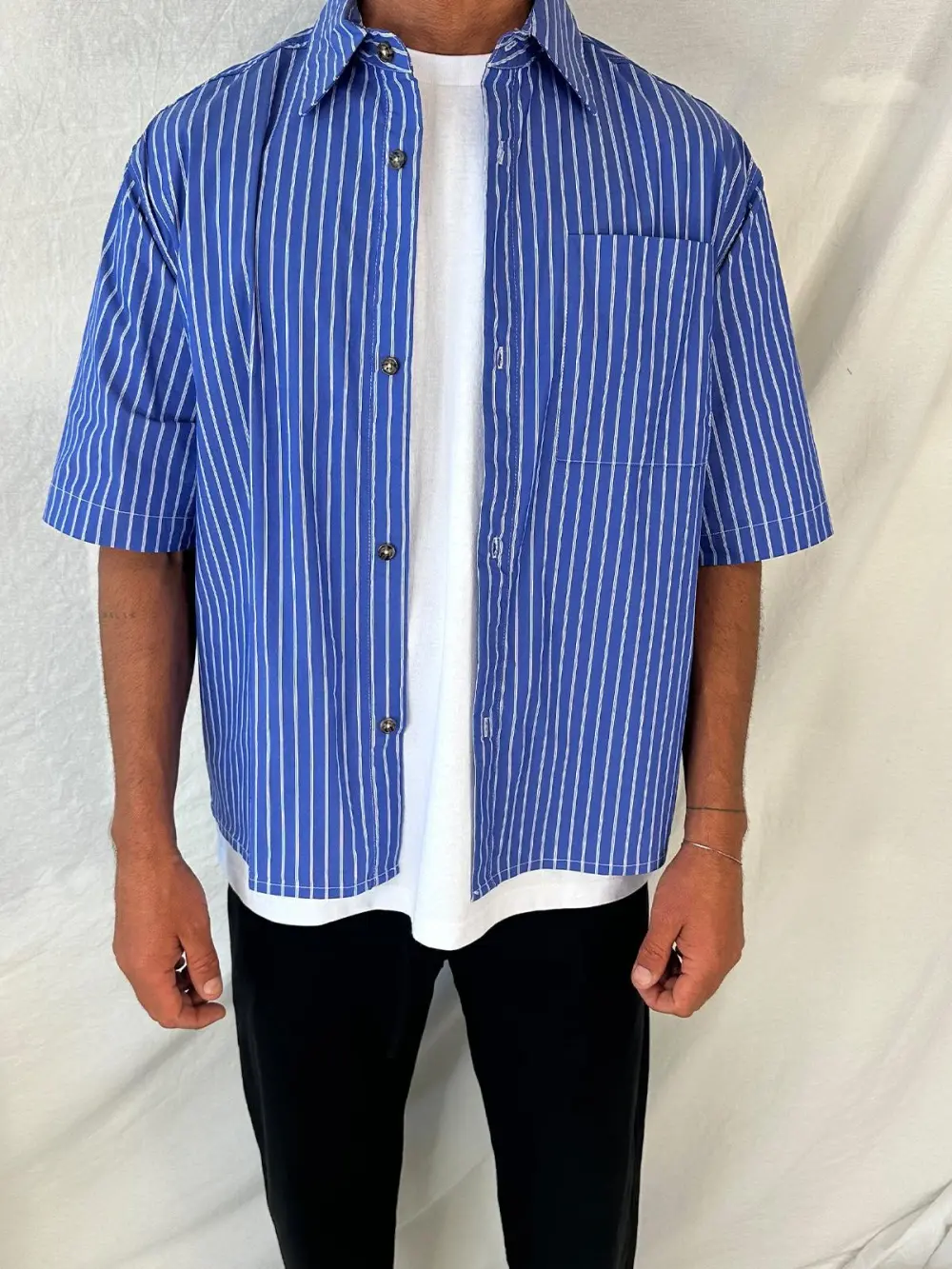 Casual Soft And Comfortable Striped Blue Shirt