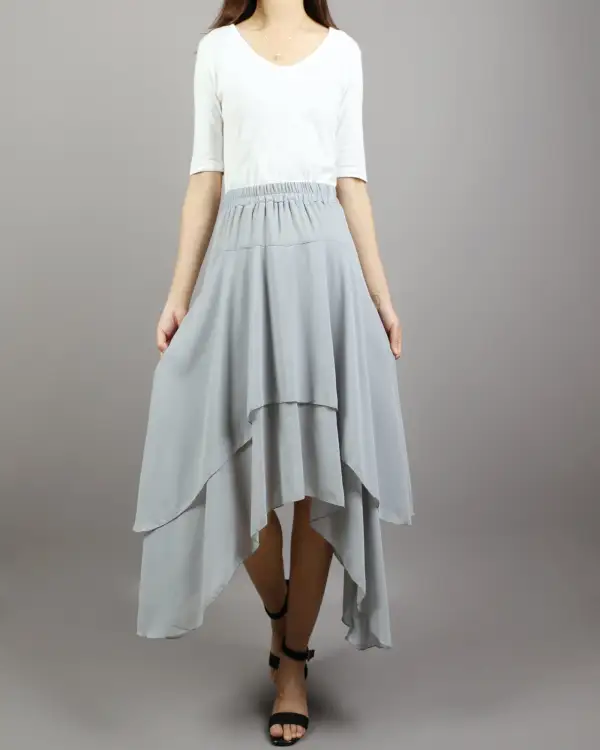 Airy Elastic Waist Chiffon Skirt