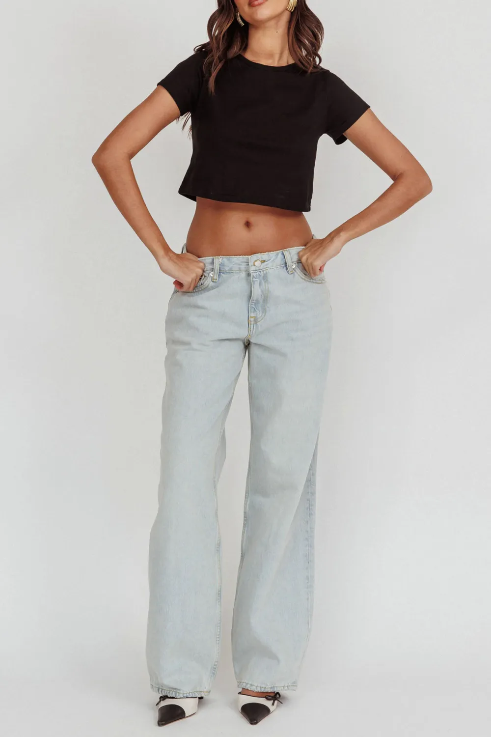 Cotton Loose Low Rise Jeans