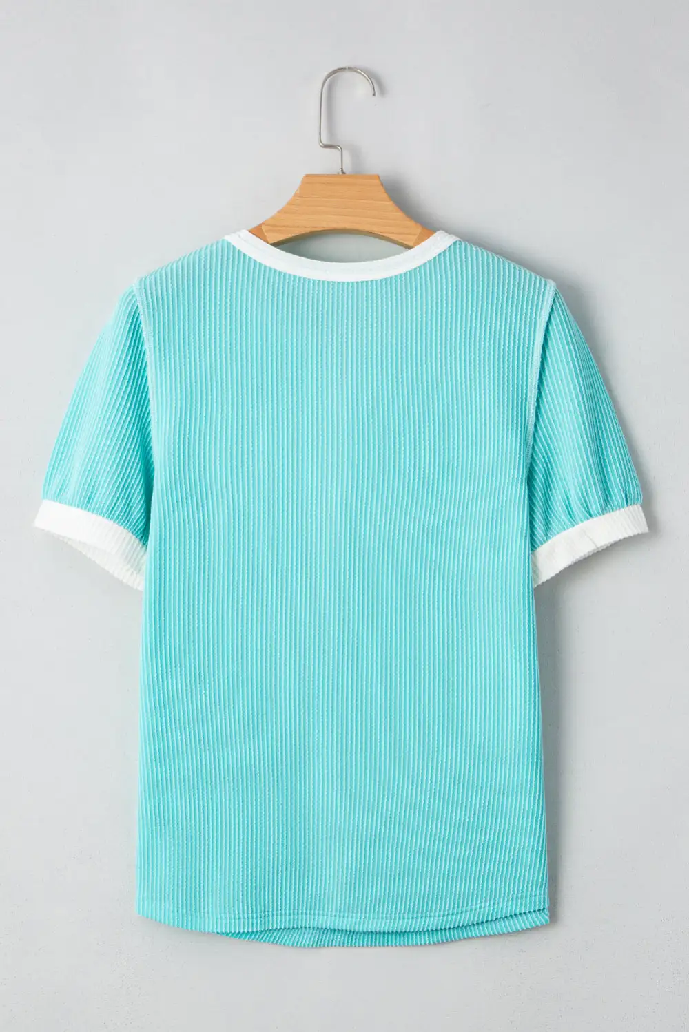 Turquoise Corded Colorblock Buttons Tee