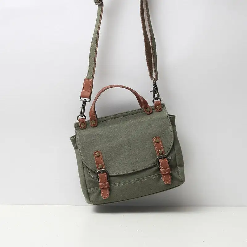 Vintage British Canvas Handbag Classic Structured Tote