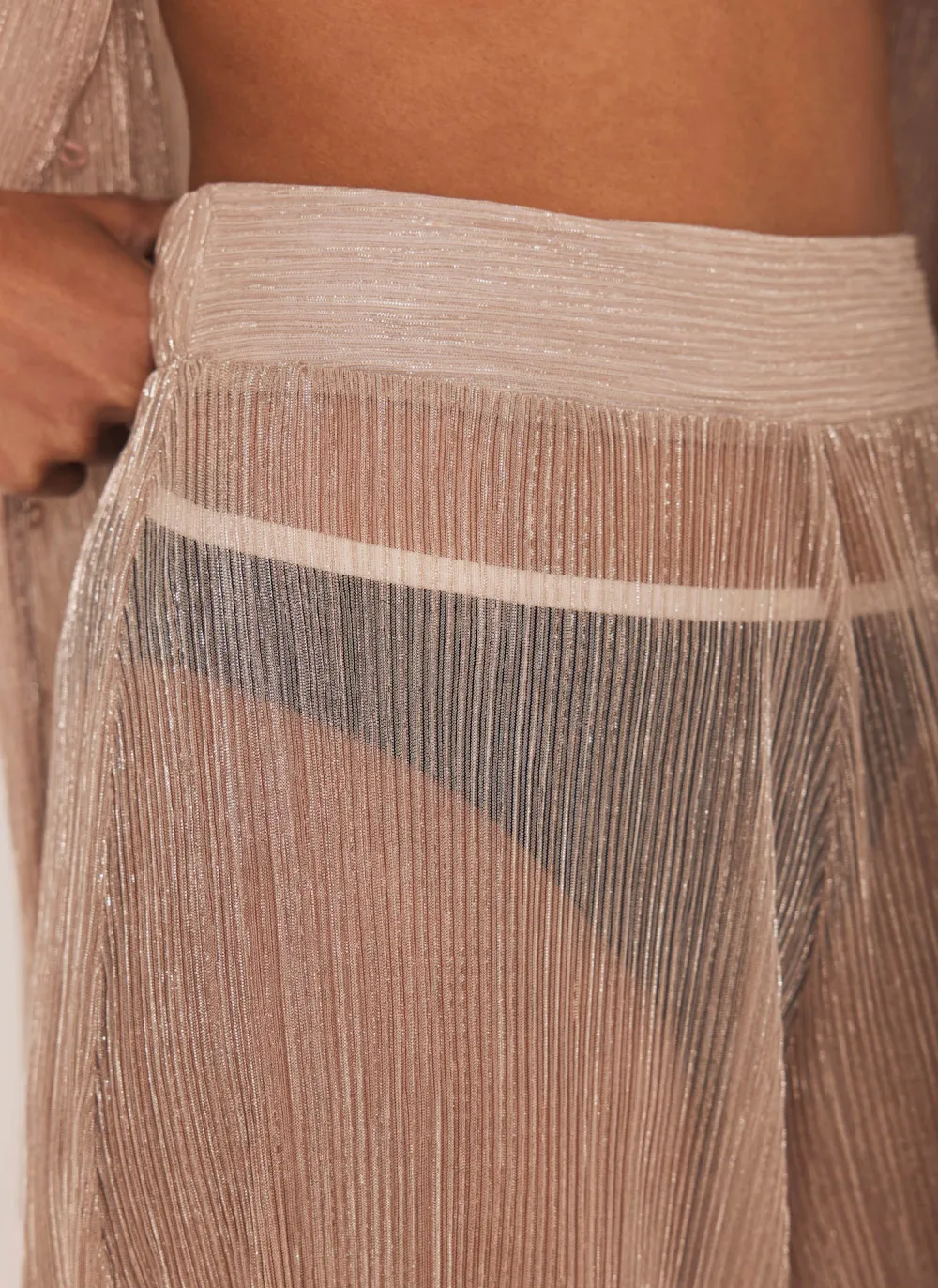 Casual StylePink Metallic Top And Trouser Beach Set