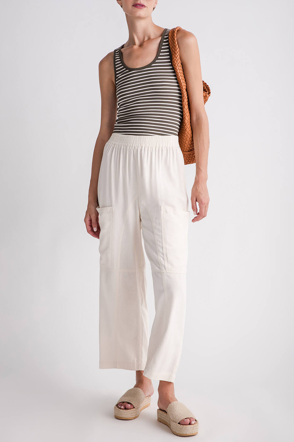 So Me Textured Slouchy Wide Leg Pants - natural