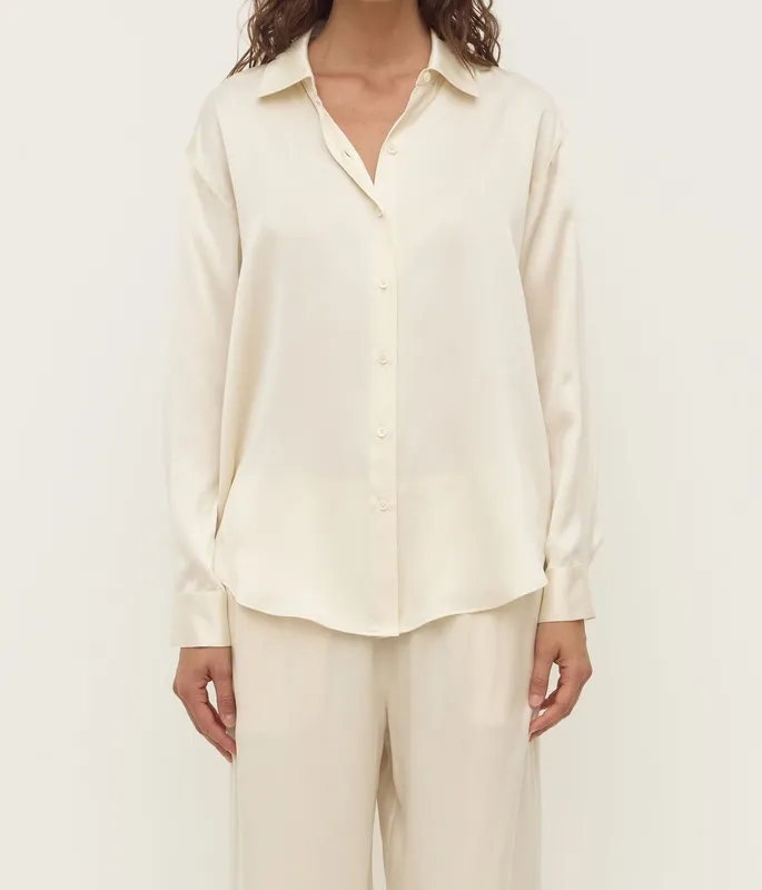 Cream Relaxed Silk Shirt
