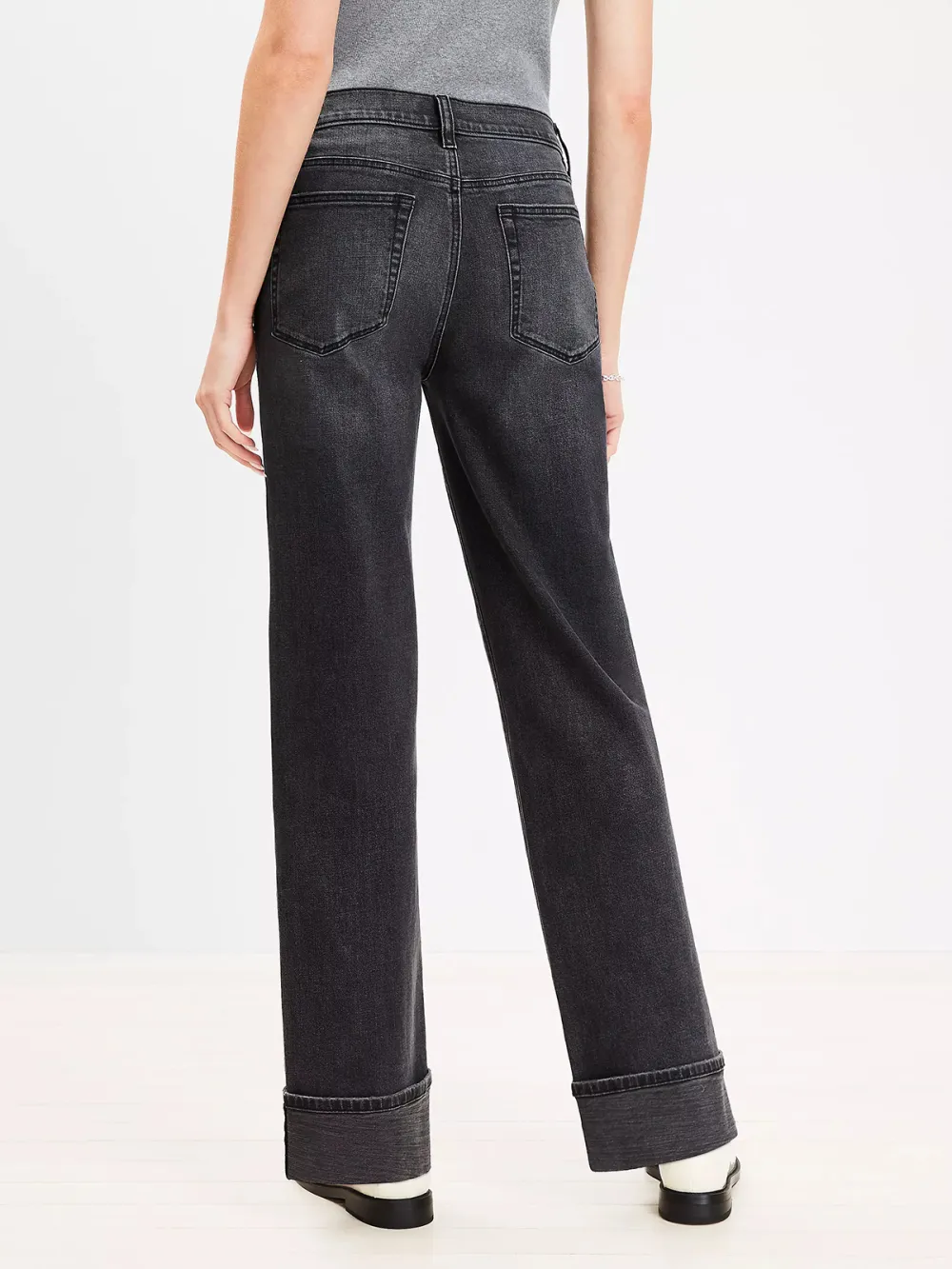 Slouchy Boyfriend Jeans In Washed Black Wash