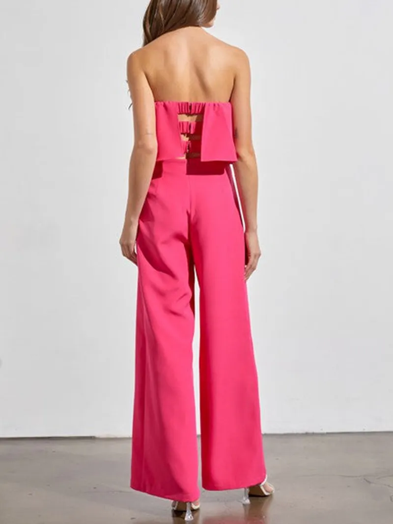 Flare Tube Top With Two Fer Look Jumpsuit