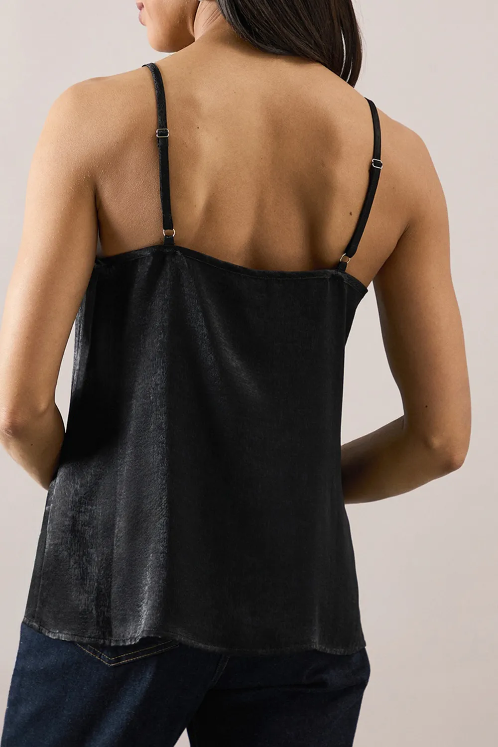 Satin Black Lace V-neck Camisole