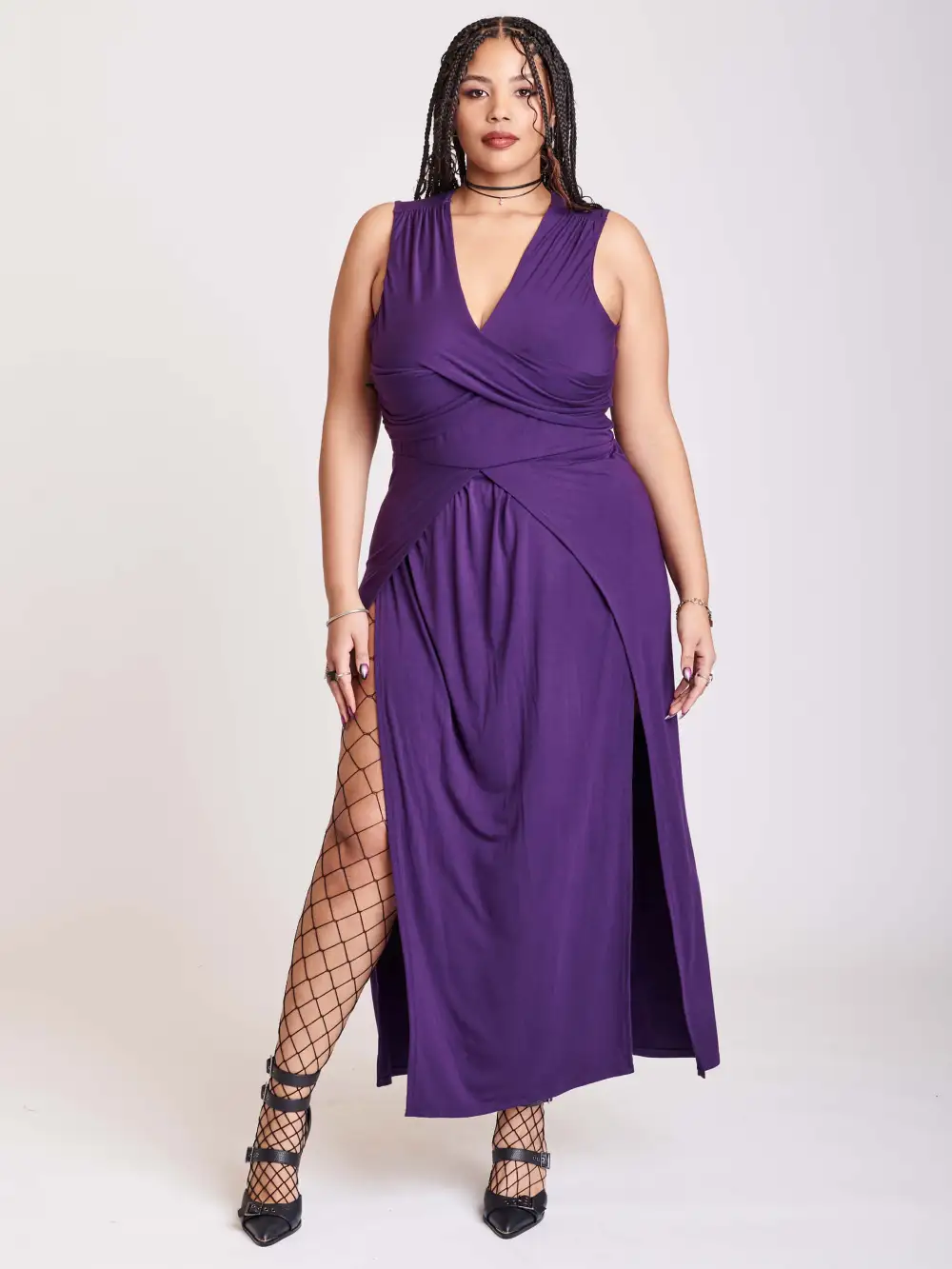 Purple Twist Front Dress