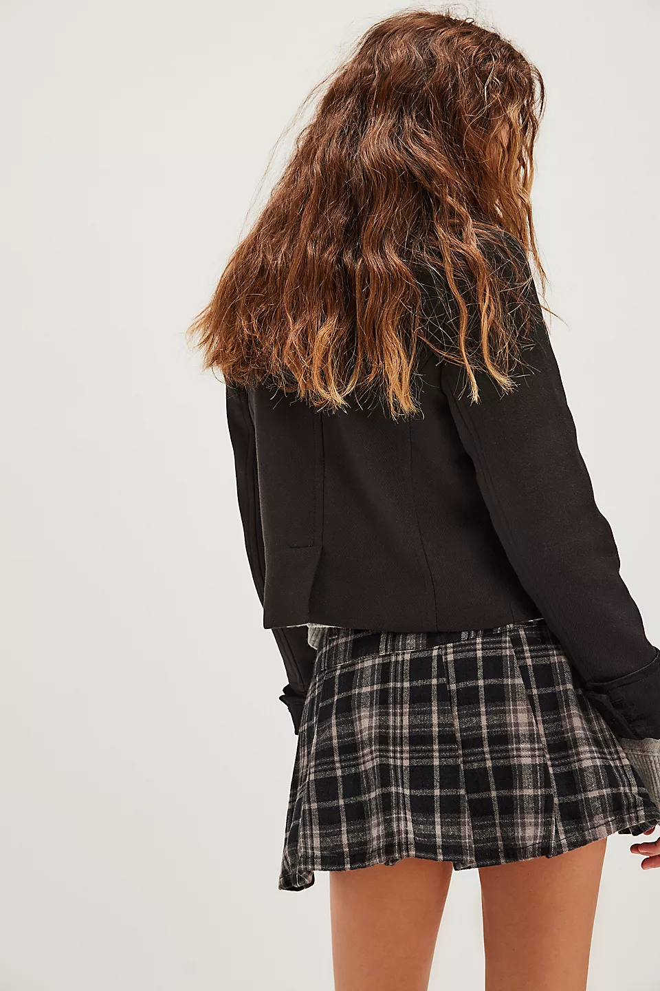 Houndstooth Asymmetric Mini Skirt