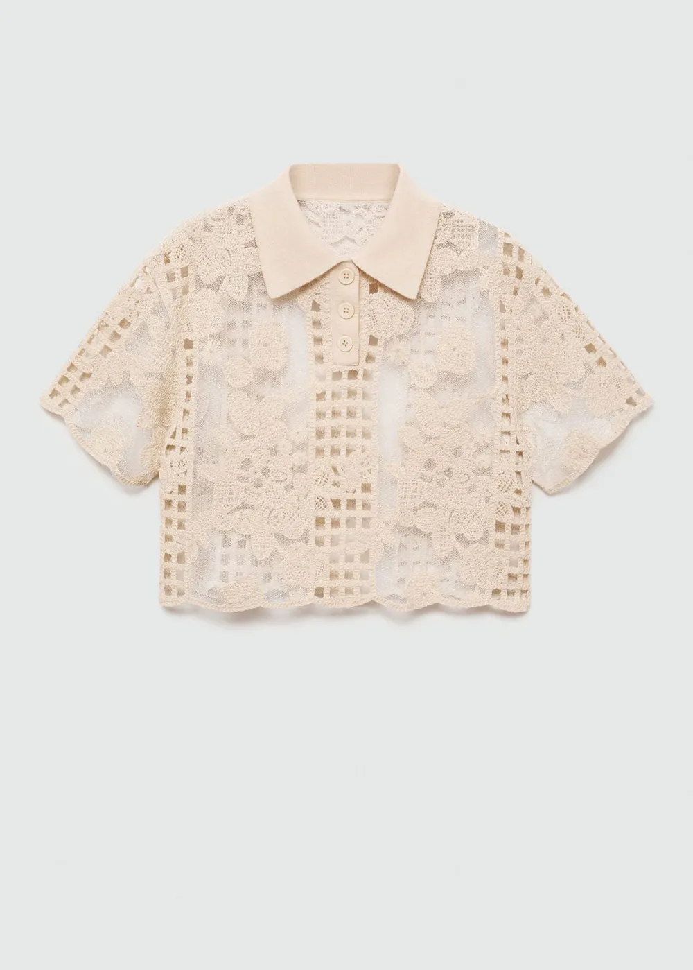 Embroidered blouse with openwork details