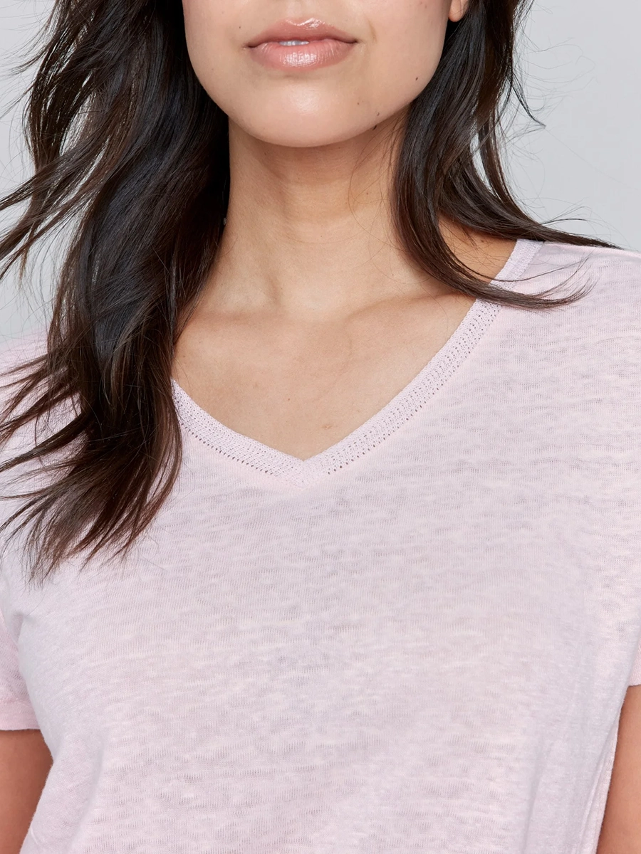 Cool Linen Breathable V-Neck Short Sleeves
