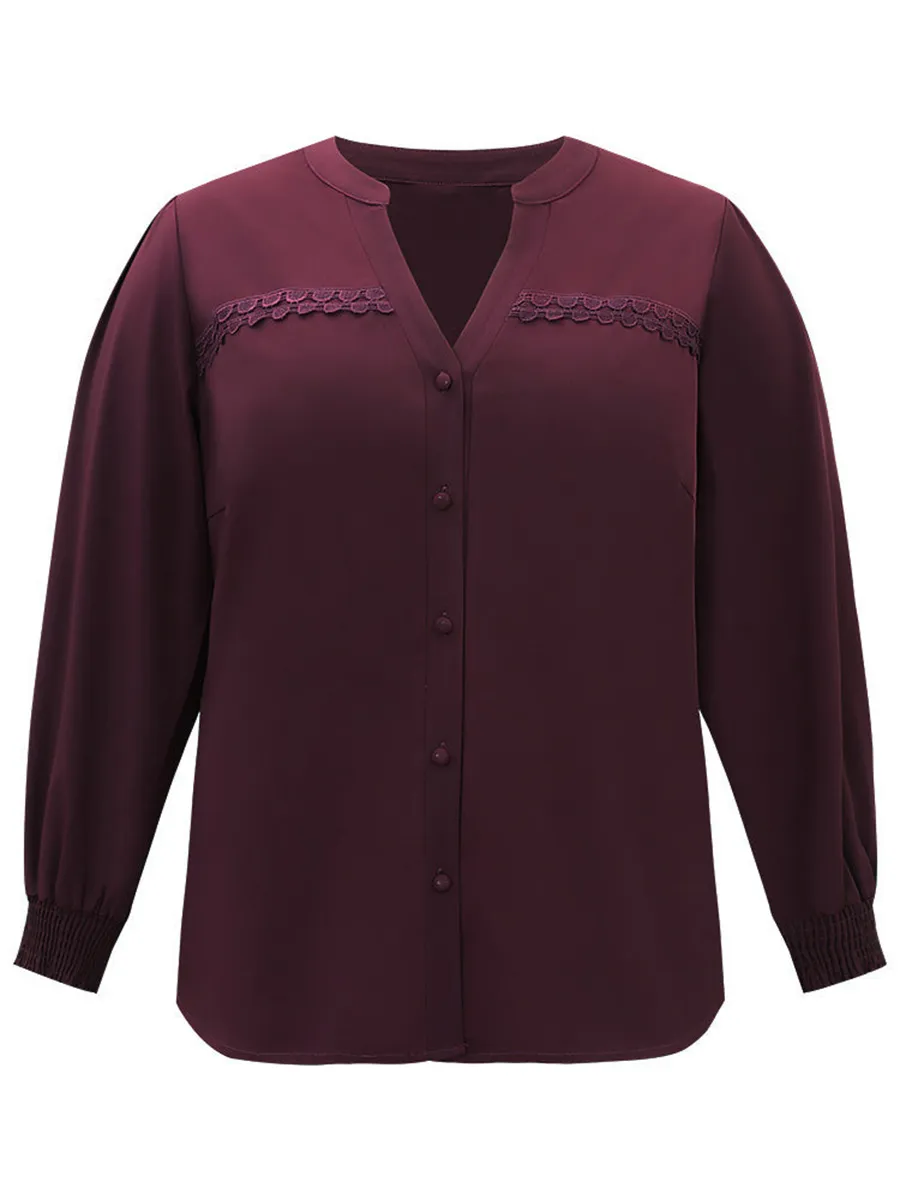 Elegant Burgundy V-neck shirt