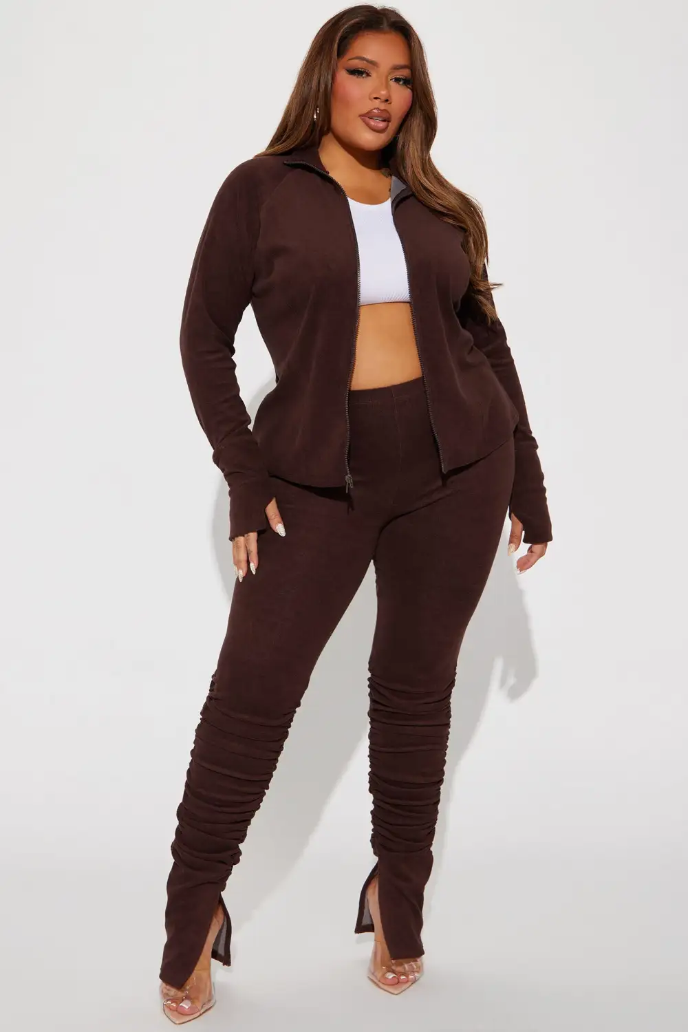 Weekend Chill Terry Cloth Pant Set - Chocolate