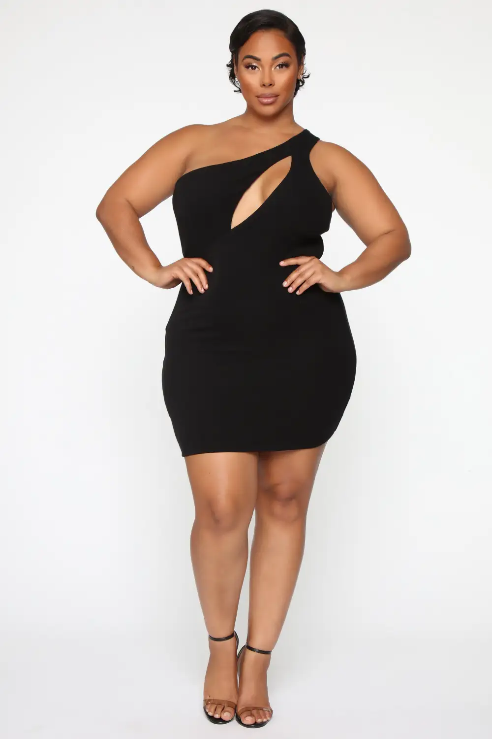 Cut Me In One Shoulder Mini Dress - Black