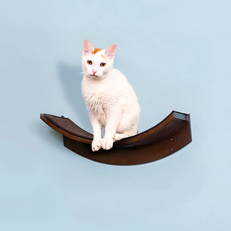 Lotus Leaf Cat Shelf - Wall-Mounted Wood Cat Furniture with Replaceable Carpet, Holds Up to 50 Lbs