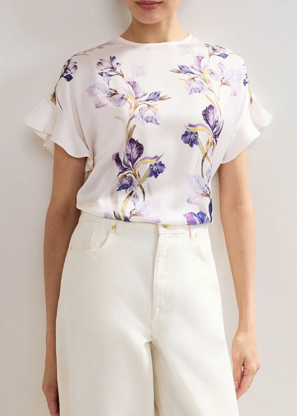 Designer Ruffled Short-Sleeved Top