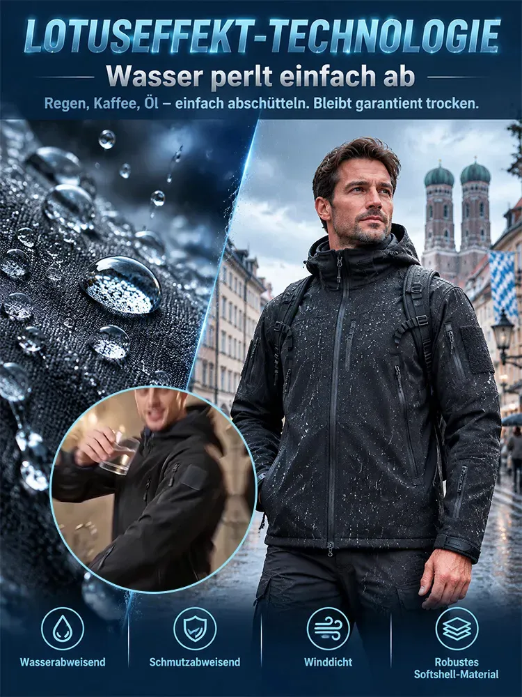 Men's Softshell Jacket Set Windproof Water-Resistant Fleece-Lined Durable