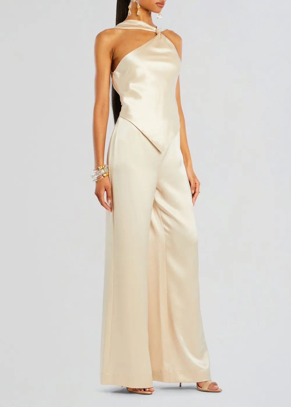 Halter Neck Satin Jumpsuit