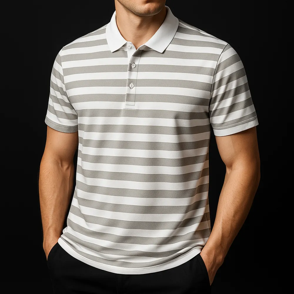 Striped Cotton Collar Polo