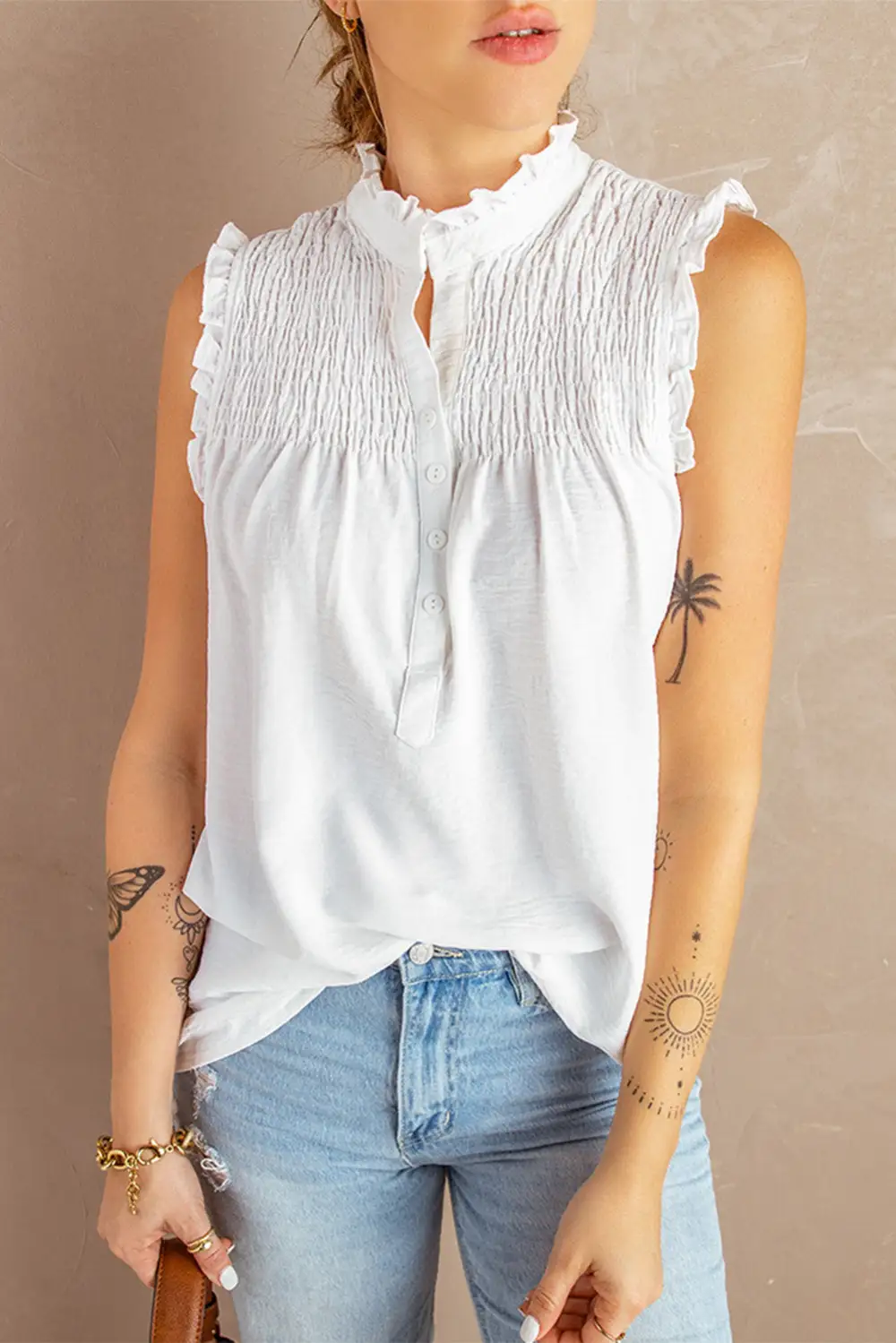 Frilled Tank Top Buttons
